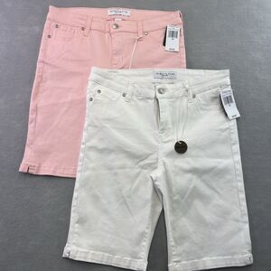 Celebrity Pink DARE YOU Girls Pink White Denim Bermuda Shorts Size 16 NWT Lot 2